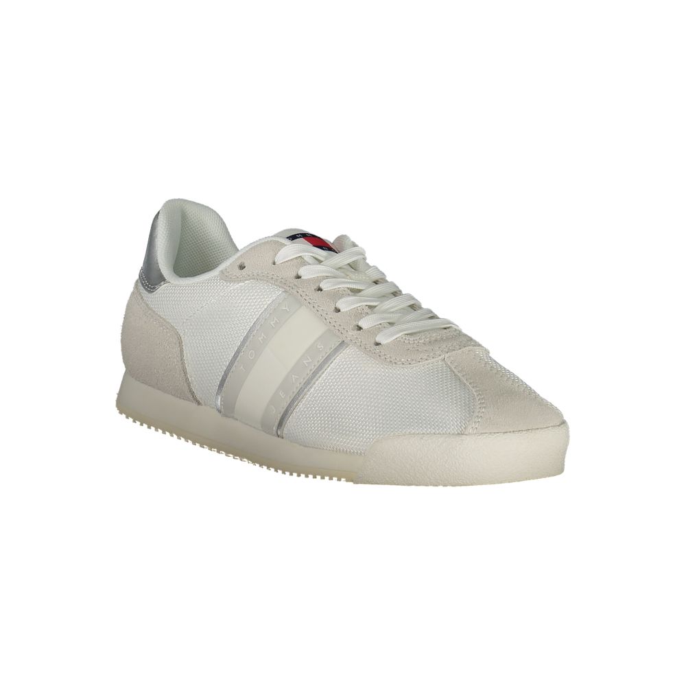 Tommy Hilfiger Bianco polyester women's sneaker with white design and casual style, featuring brand logo details.