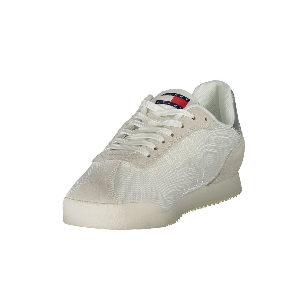 Tommy Hilfiger Bianco polyester women's sneaker with white design, casual athletic footwear, and brand logo details.