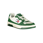 Tommy Hilfiger white polyurethane men's sneaker with laces and sporty design, featuring brand logo details.
