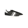 Tommy Hilfiger women's Nero polyester sneaker with white sole and sleek design, featuring brand logo details.