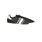 Tommy Hilfiger women's Nero polyester sneaker with white sole and sleek design, featuring brand logo details.