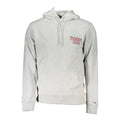 Tommy Hilfiger Grigio cotton men's hoodie with front pocket and adjustable drawstrings, casual and comfortable apparel.