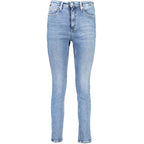 Calvin Klein Azzurro cotton women's skinny jeans, fitted denim with classic five-pocket design and belt loops.