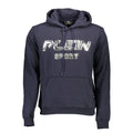 Blue cotton men's hooded sweatshirt by Plein Sport, featuring a relaxed fit and adjustable drawstring hood.