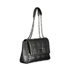 Calvin Klein Nero polyester women's handbag with sleek design and silver hardware, featuring adjustable straps and spacious interior.