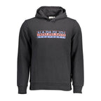 Black cotton men's hoodie by Napapijri, featuring a comfortable fit and minimalist design perfect for casual wear.