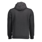 Black cotton men's hoodie by Napapijri, featuring a comfortable fit and casual style, shown on a plain background.