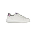 Calvin Klein Bianco leather women's sneaker with white laces and sleek design, perfect for casual and athletic wear.