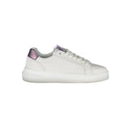 Calvin Klein Bianco leather women's sneaker with white laces and sleek design, perfect for casual and athletic wear.
