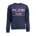 Blue cotton men's sweater by Plein Sport featuring a classic crewneck and comfortable fit.
