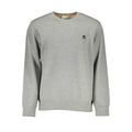 Timberland men's gray organic cotton sweatshirt with a relaxed fit and ribbed cuffs, casual and comfortable for everyday wear.