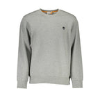 Timberland men's gray organic cotton sweatshirt with a relaxed fit and ribbed cuffs, casual and comfortable for everyday wear.