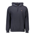 Blue cotton men's hoodie by Napapijri, featuring a comfortable fit and casual style, shown on a plain background.