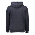 Blue cotton men's hoodie by Napapijri, featuring a relaxed fit and casual style, shown on a model.
