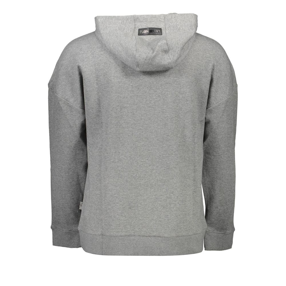 Plein Sport men's gray cotton sweatshirt with ribbed cuffs and a relaxed fit, featuring the Plein Sport logo on the chest.