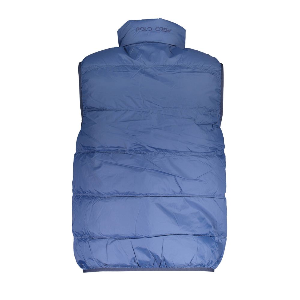 La Martina blue polyamide men's vest with a high collar and front zipper, designed for sporty and casual wear.