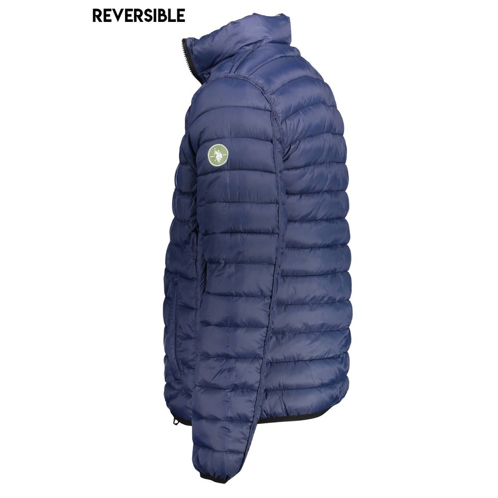 U.S. POLO ASSN. men's green nylon jacket with a stand-up collar and front zip closure, casual outerwear for men.