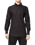 Dolce & Gabbana Maroon Jacquard Cotton GOLD Men Dress Shirt - Eljoys Fashion 