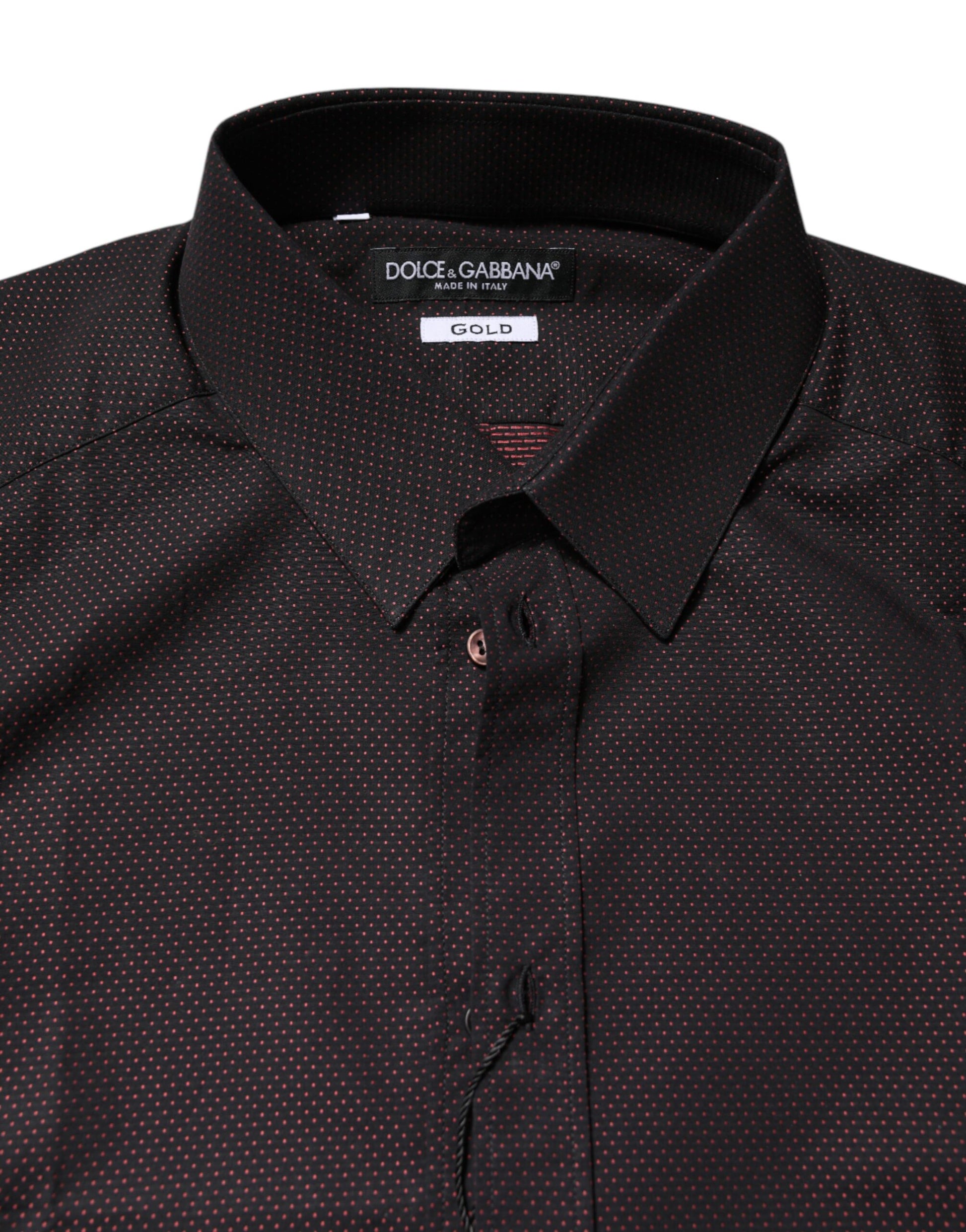 Dolce & Gabbana Maroon Jacquard Cotton GOLD Men Dress Shirt Dolce & Gabbana