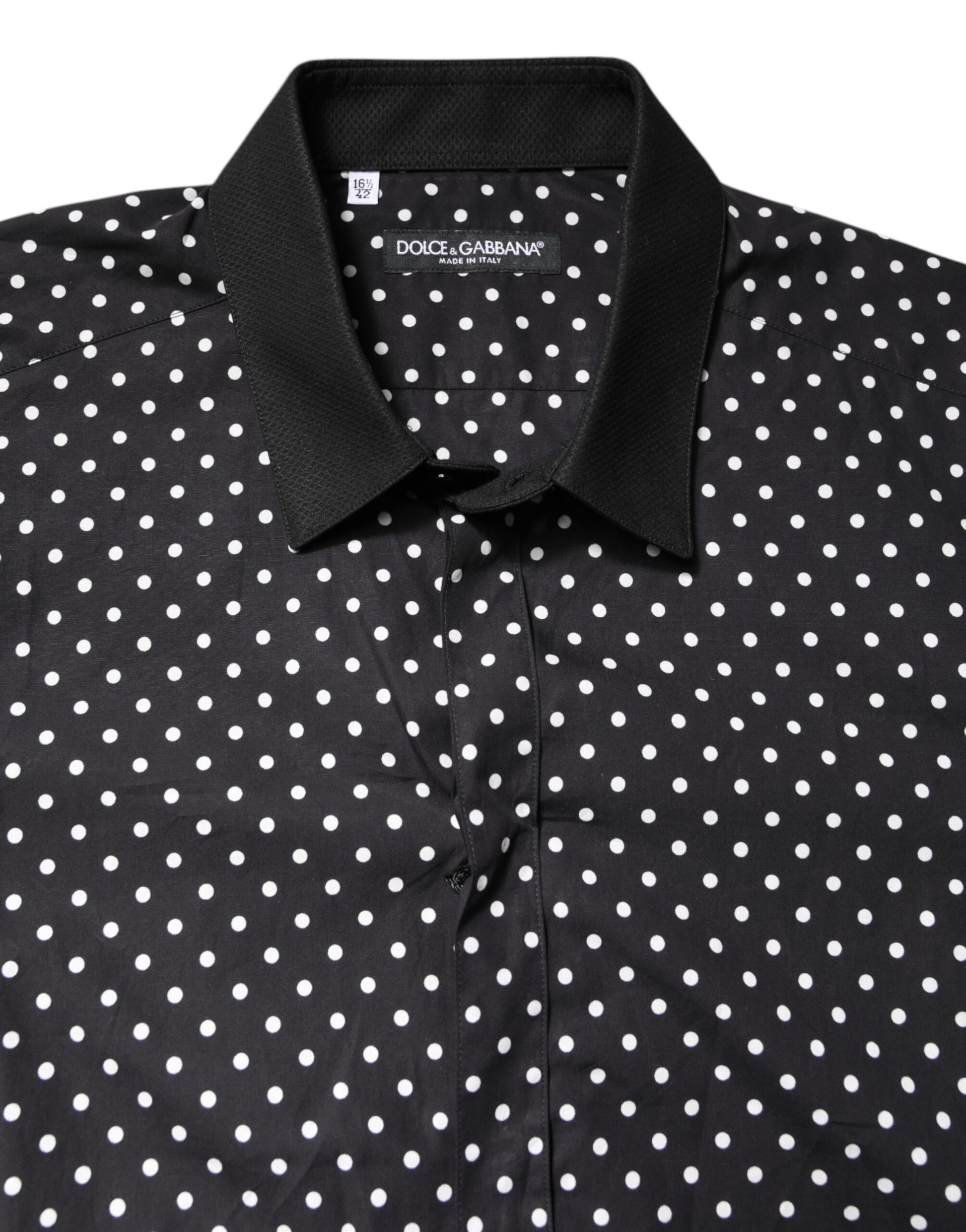Dolce & Gabbana Black Polka Dot Cotton Formal Dress Shirt Dolce & Gabbana