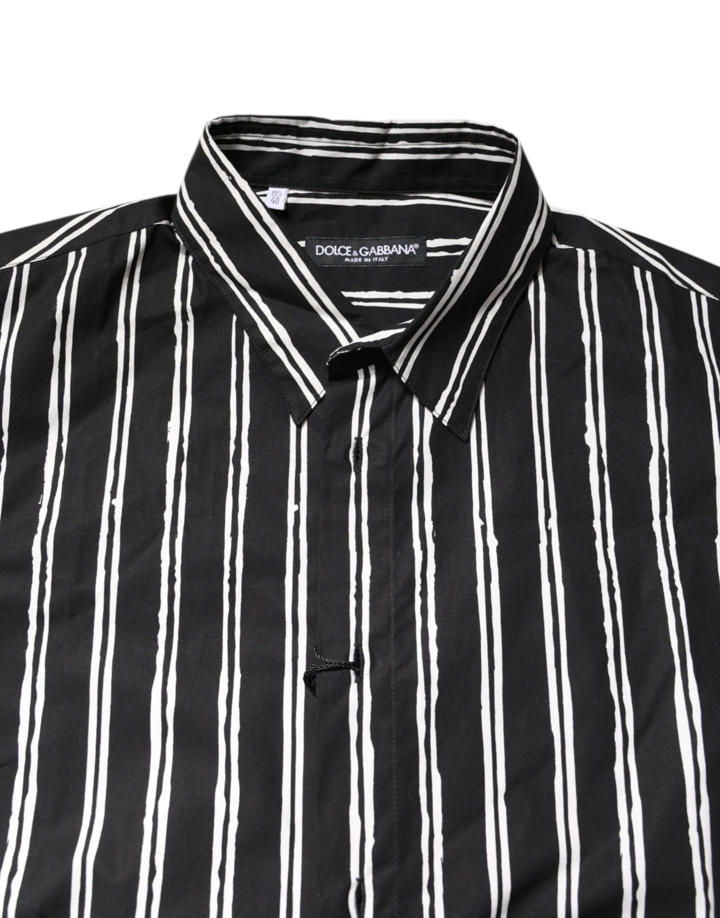 Dolce & Gabbana Black White Striped Cotton Dress Shirt Dolce & Gabbana