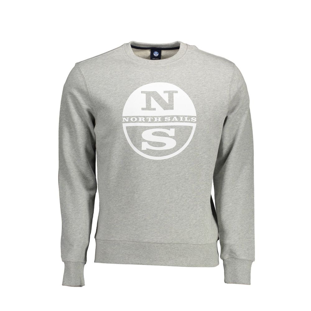 North Sails Grigio cotton men's sweatshirt with a relaxed fit and crewneck, featuring subtle branding and comfortable casual style.
