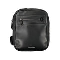 Black Calvin Klein polyester men's shoulder bag with adjustable strap and minimalist design, suitable for everyday use.