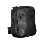 Calvin Klein black polyester men's shoulder bag with adjustable strap and sleek design, suitable for everyday use.