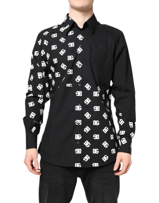 Dolce & Gabbana Black DG Logo Cotton MARTINI Dress Shirt Dolce & Gabbana