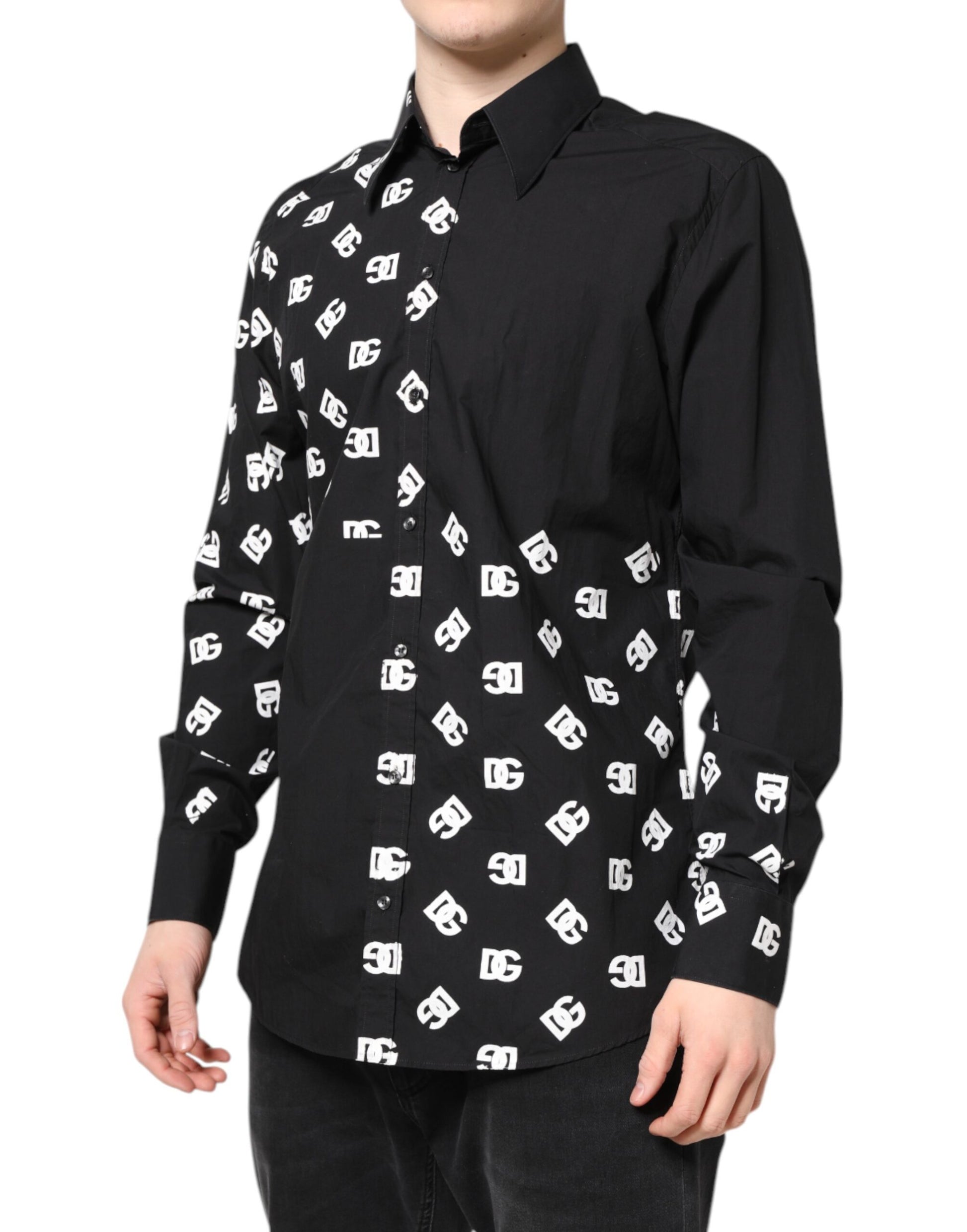 Dolce & Gabbana Black DG Logo Cotton MARTINI Dress Shirt Dolce & Gabbana