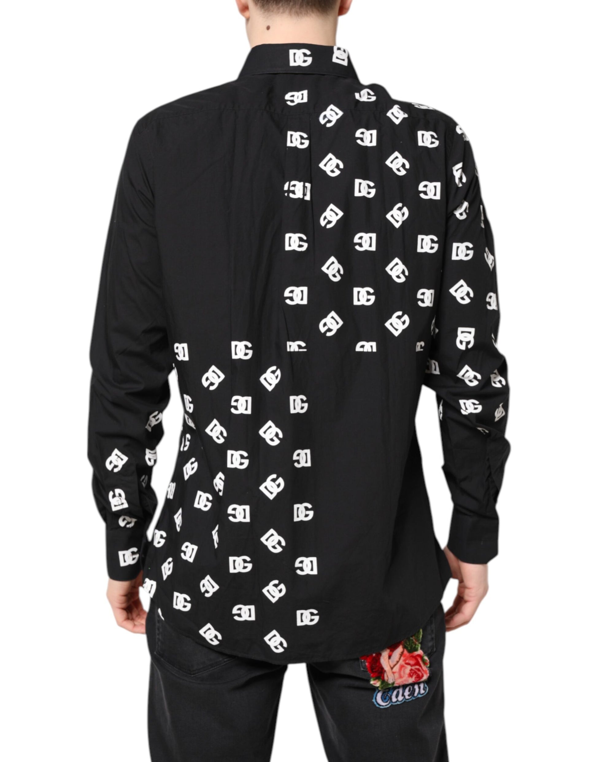 Dolce & Gabbana Black DG Logo Cotton MARTINI Dress Shirt Dolce & Gabbana
