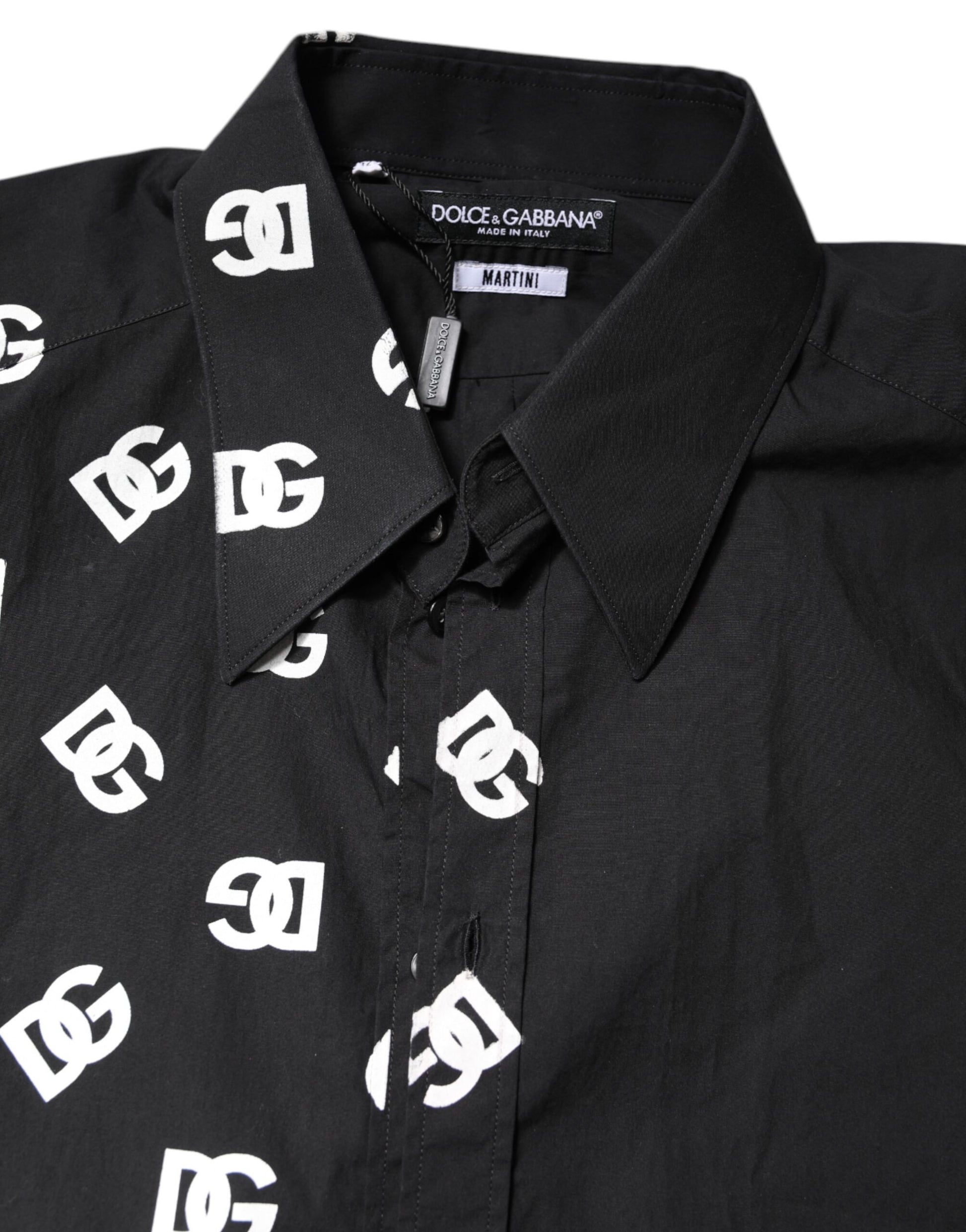 Dolce & Gabbana Black DG Logo Cotton MARTINI Dress Shirt Dolce & Gabbana
