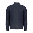 Blue wool men's sweater by Norway 1963 featuring a classic knit pattern and ribbed cuffs.