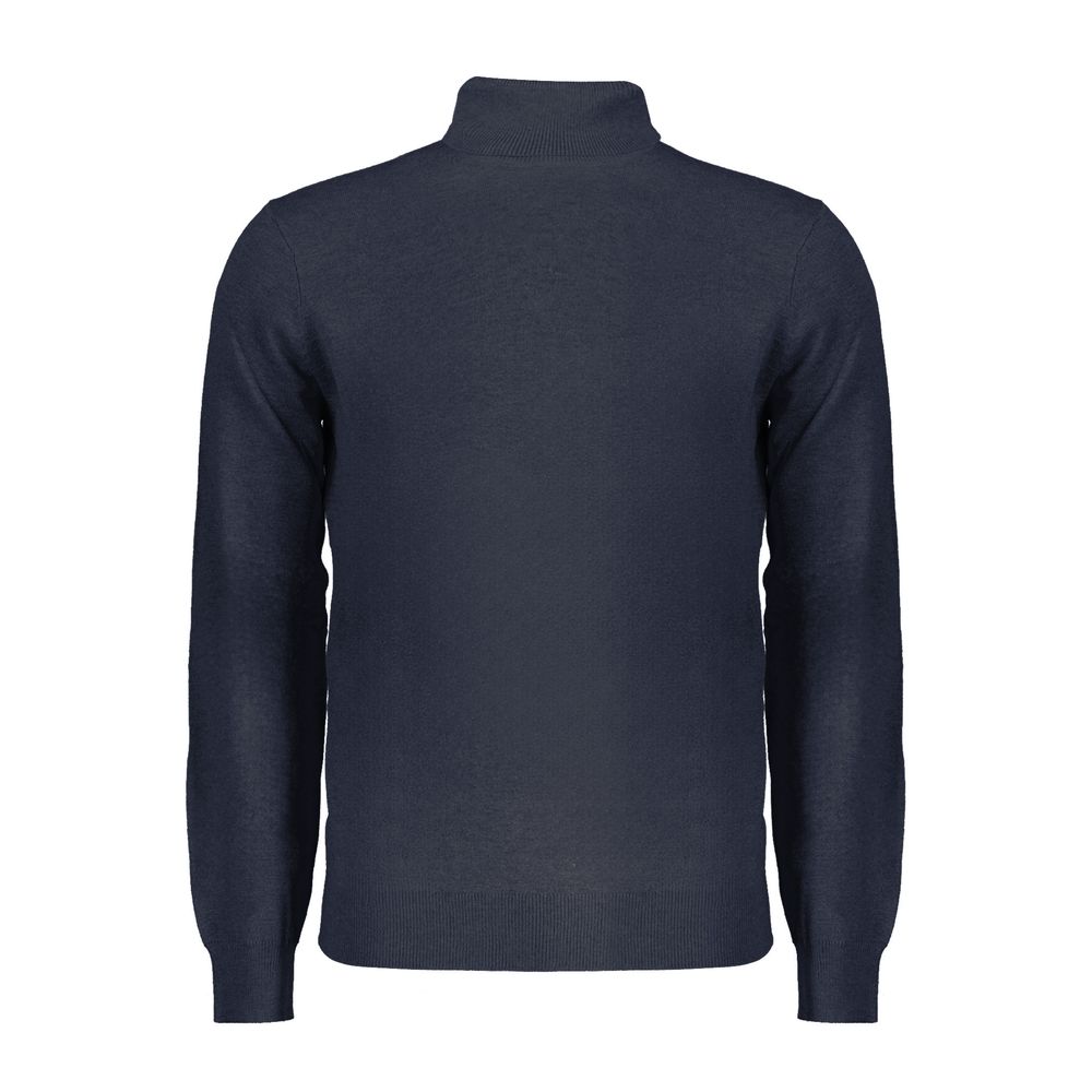 Blue wool men's sweater by Norway 1963 featuring a classic knit pattern and ribbed cuffs.