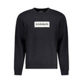 Black cotton men's sweatshirt by Napapijri with a relaxed fit and ribbed cuffs, shown on a white background.