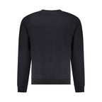 Black cotton men's sweatshirt by Napapijri, featuring a relaxed fit and minimalist design, shown on a plain background.