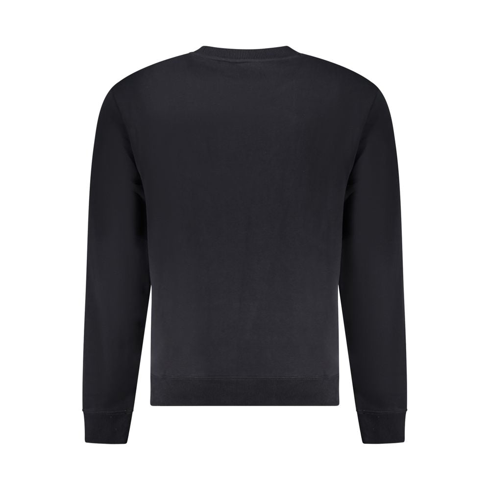 Black cotton men's sweatshirt by Napapijri, featuring a relaxed fit and minimalist design, shown on a plain background.
