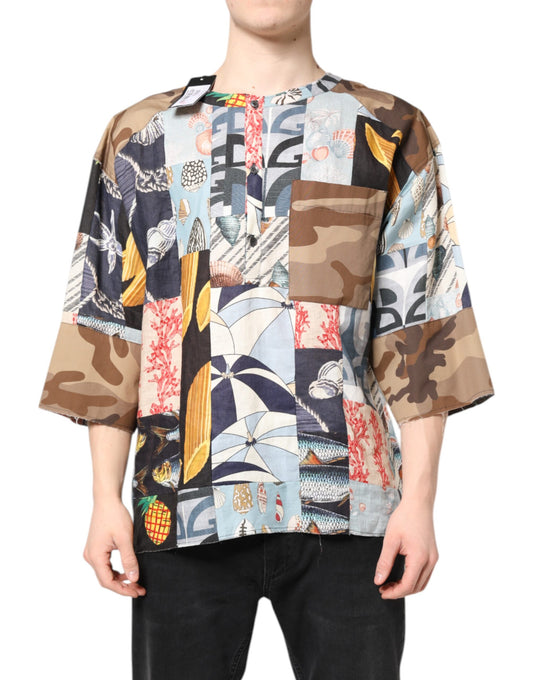 Dolce & Gabbana Multicolor Patchwork Short Sleeves Shirt Dolce & Gabbana