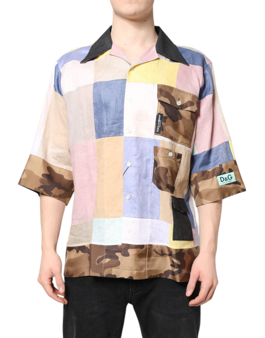 Dolce & Gabbana Multicolor Patchwork Short Sleeve Shirt Dolce & Gabbana