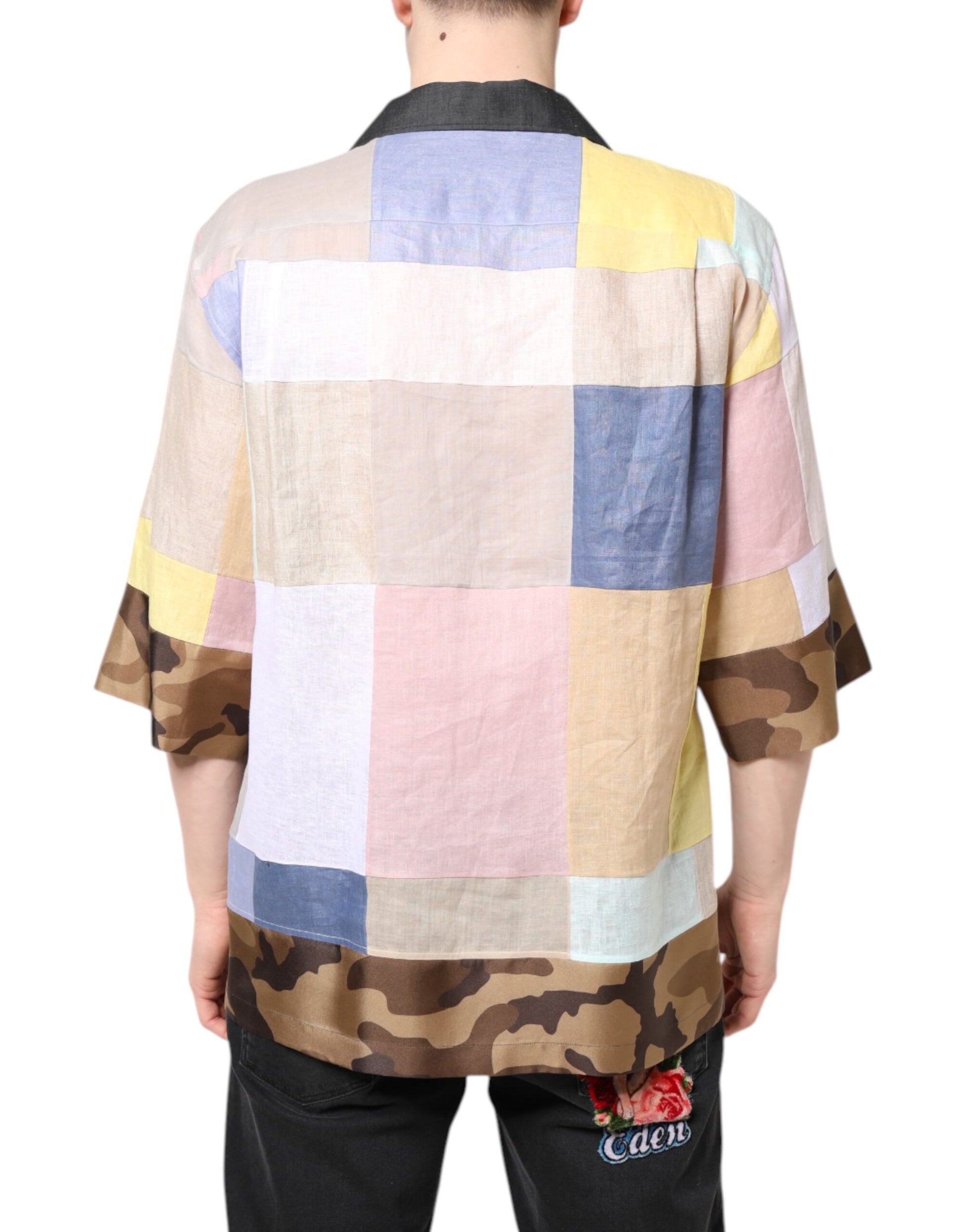 Dolce & Gabbana Multicolor Patchwork Short Sleeve Shirt Dolce & Gabbana