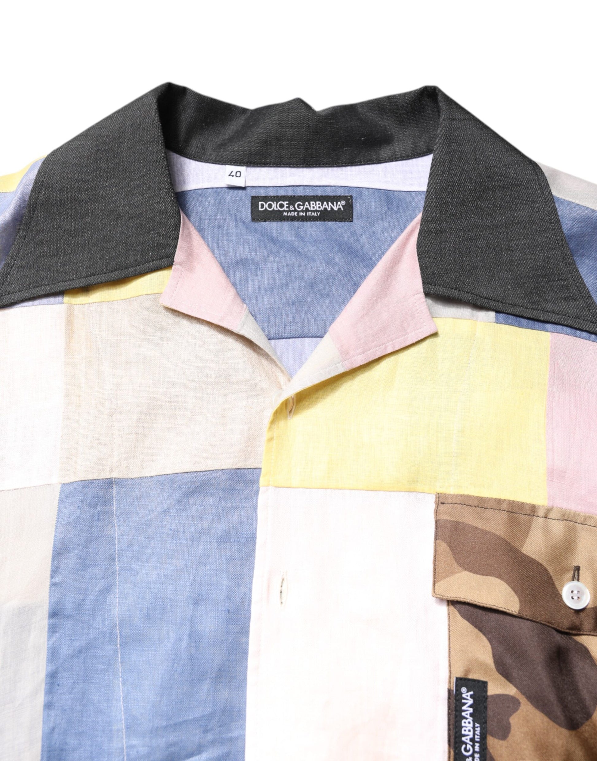 Dolce & Gabbana Multicolor Patchwork Short Sleeve Shirt Dolce & Gabbana