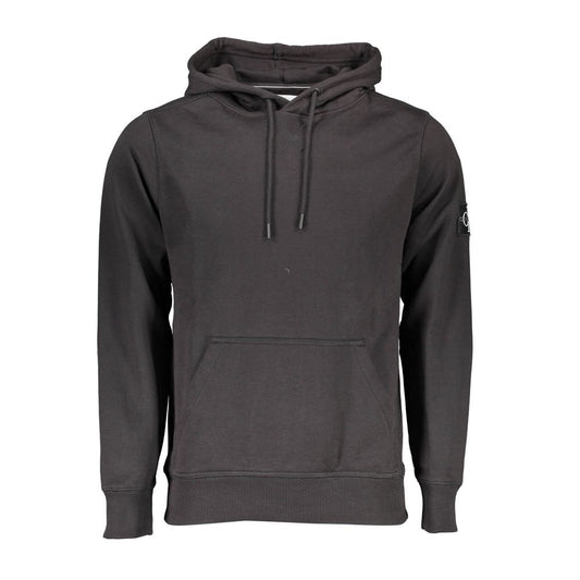 Calvin Klein Black Cotton Men Sweater with Hood Calvin Klein