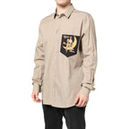 Dolce & Gabbana Beige Pin Up Print MARTINI Men Casual Shirt