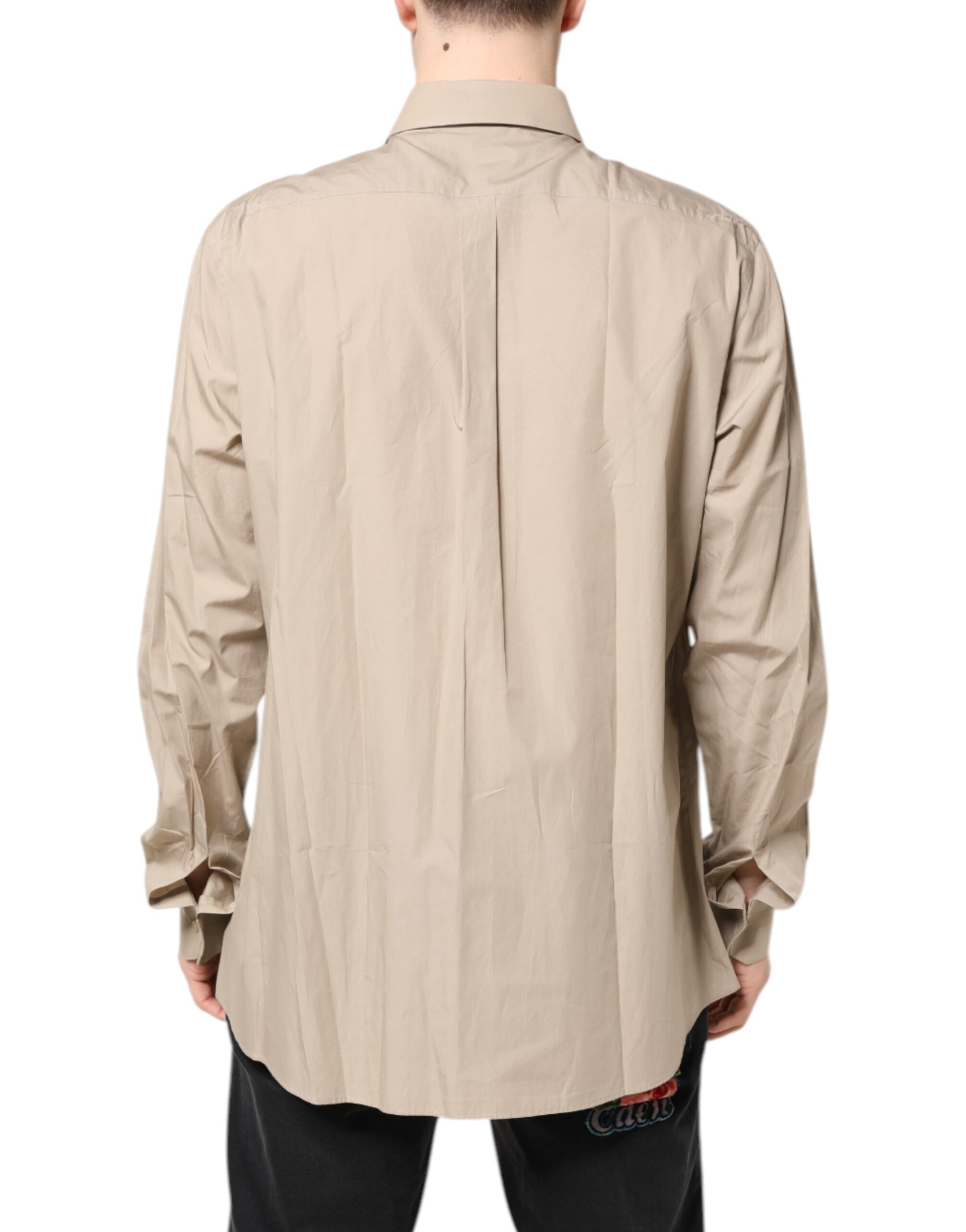 Dolce & Gabbana Beige Pin Up Print MARTINI Men Casual Shirt Dolce & Gabbana