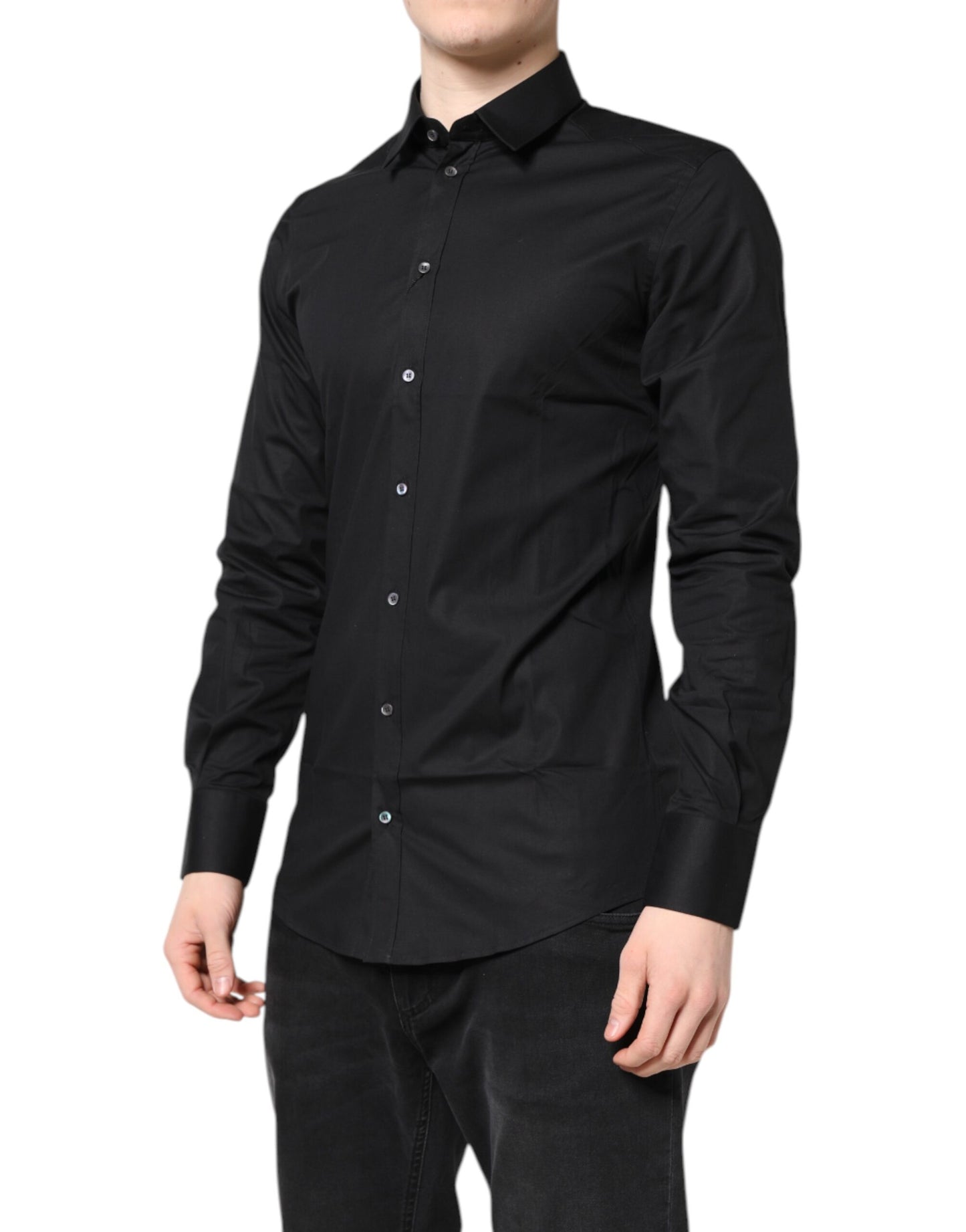 Dolce & Gabbana Black GOLD Cotton Long Sleeves Dress Shirt Dolce & Gabbana