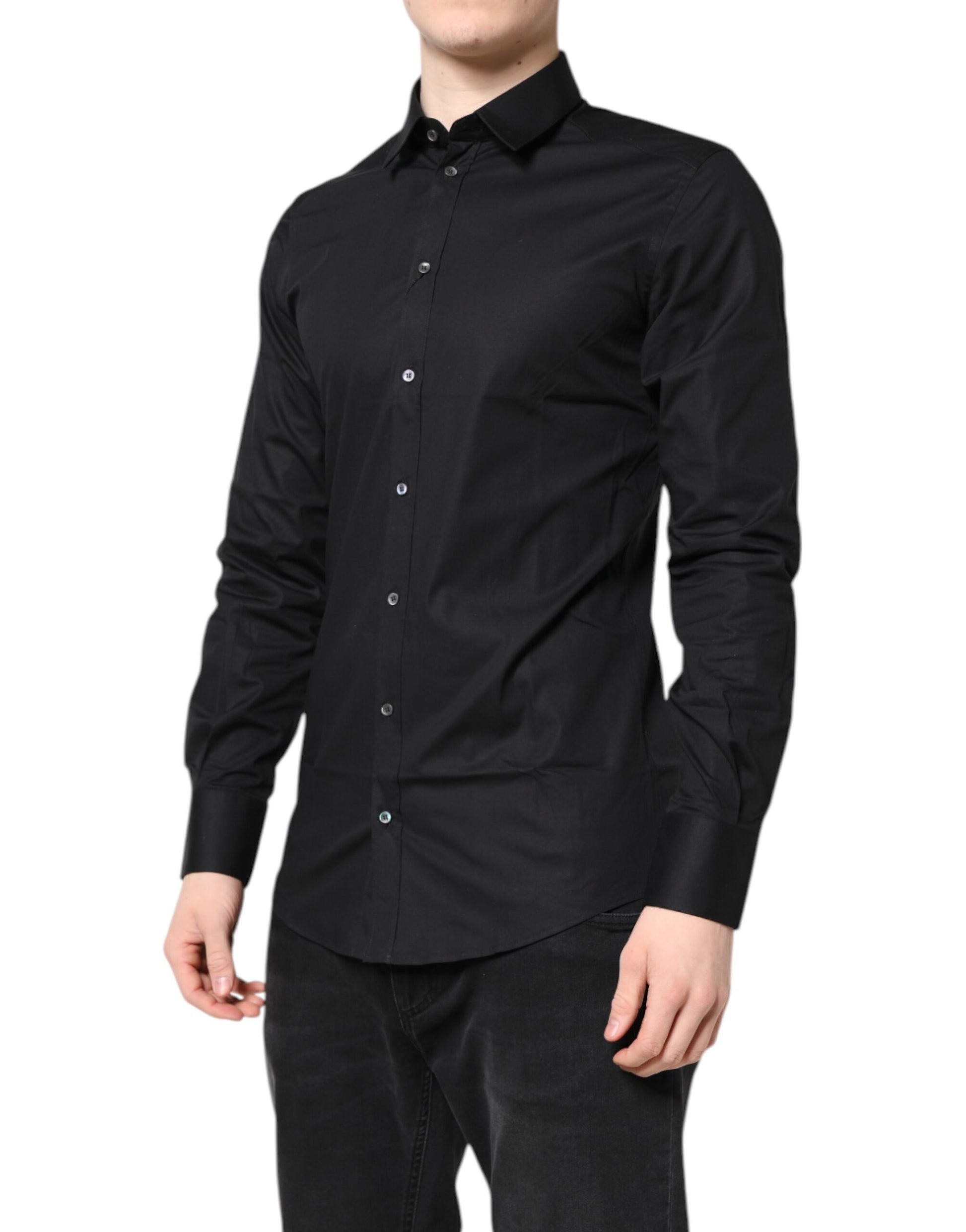 Dolce & Gabbana Black GOLD Cotton Long Sleeves Dress Shirt Dolce & Gabbana