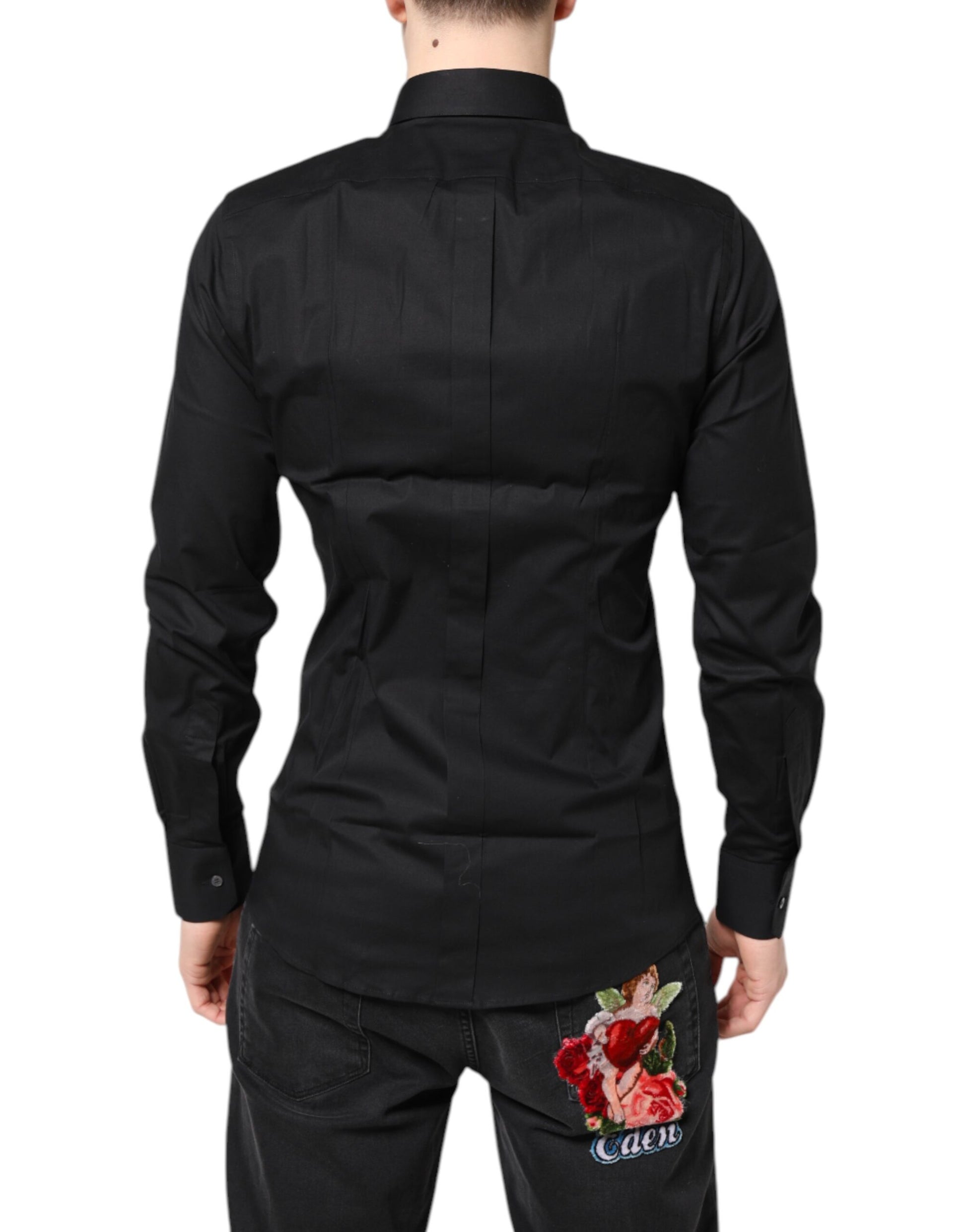Dolce & Gabbana Black GOLD Cotton Long Sleeves Dress Shirt Dolce & Gabbana