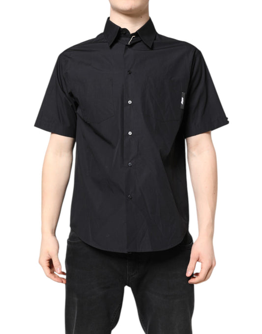MSGM Black Printed Short Sleeves Collared Men Casual Shirt MSGM