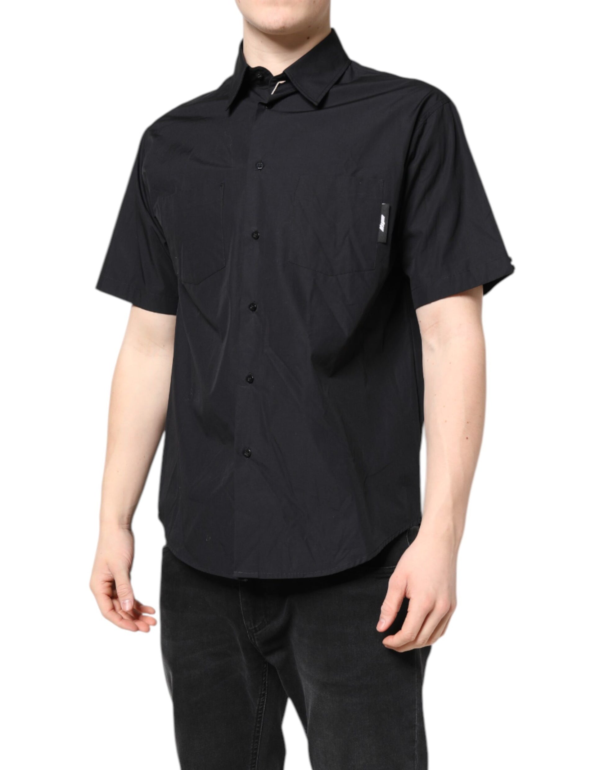 MSGM Black Printed Short Sleeves Collared Men Casual Shirt MSGM