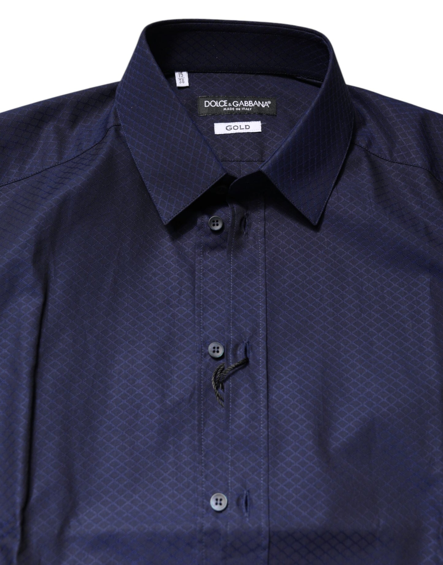 Dolce & Gabbana Blue GOLD Cotton Long Sleeves Men Dress Shirt Dolce & Gabbana